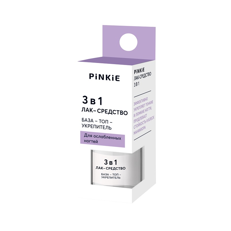 Изображение товара Лак-средство для ногтей Pinkie 3в1 6 мл - укрепляющий и укрывной