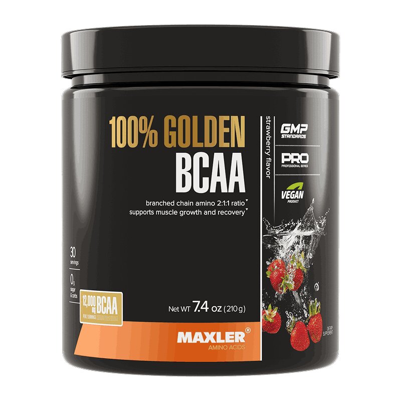 Изображение товара Maxler 100% Golden BCAA порошок клубника 210 г для набора мышечной массы