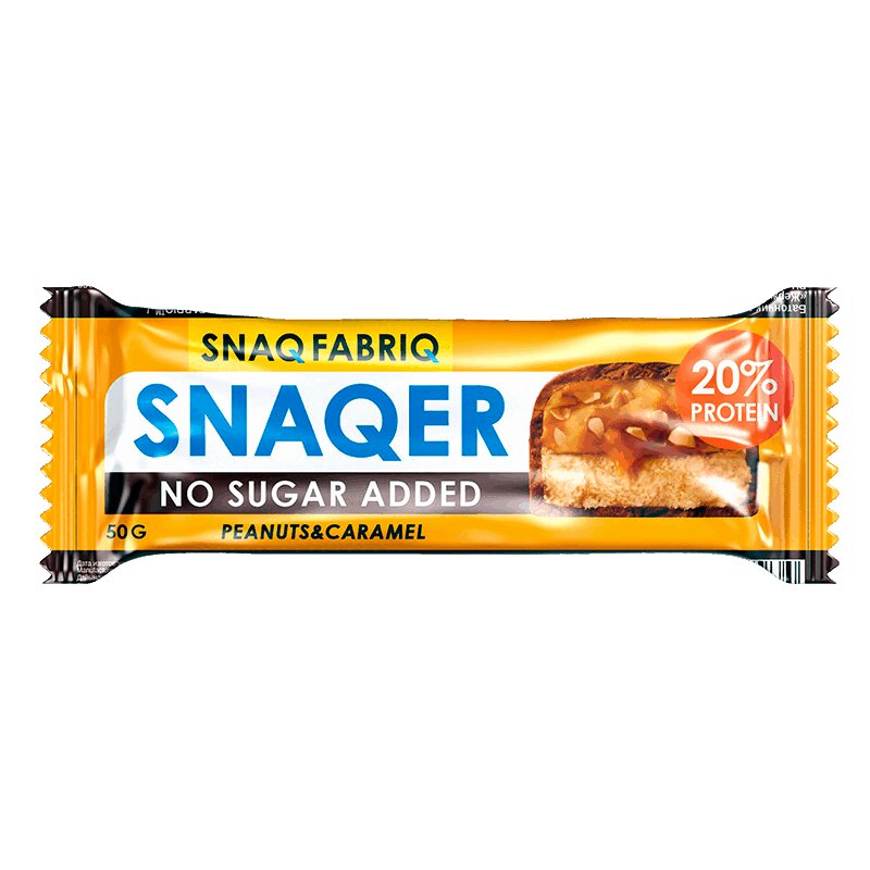 Изображение товара Протеиновый батончик Snaqer Арахис-Карамель 50 г глазированный для активных