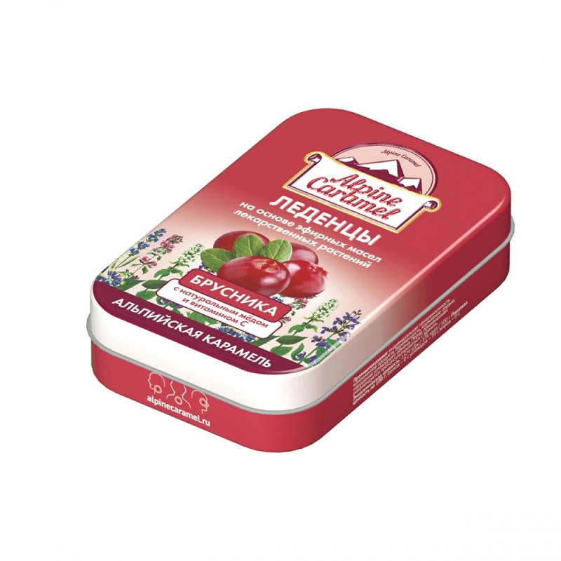 Изображение товара Детские леденцы Альпийская Карамель Брусника с витамином С и эфирными маслами 53 г