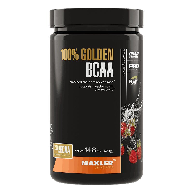 Изображение товара Maxler 100% Golden BCAA порошок Клубника 420 г - аминокислоты для роста и восстановления мышц