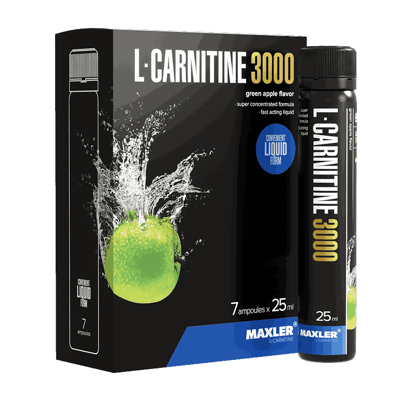 Изображение товара Maxler L-Carnitine 3000 жидкая добавка зеленое яблоко 25 мл 7 шт