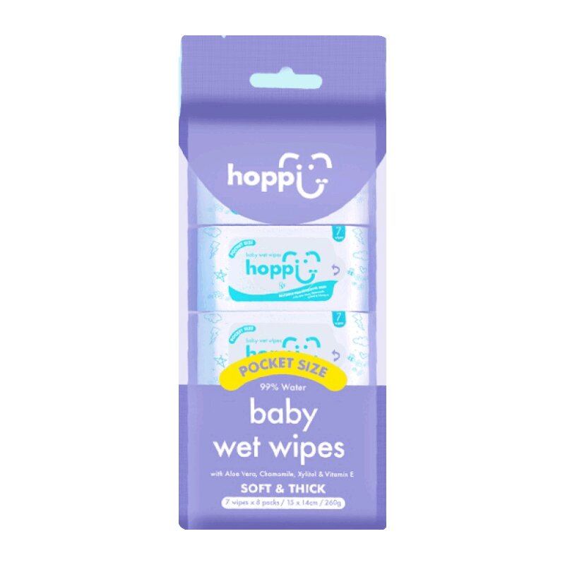 Изображение товара Hoppi Мини детские влажные салфетки 56 шт для бережного ухода