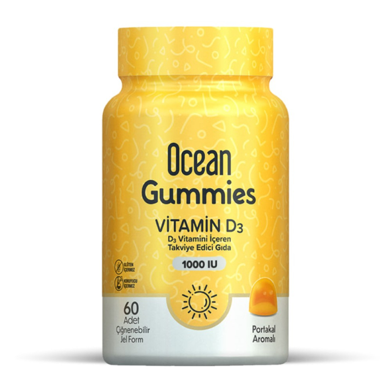 Изображение товара Orzax Ocean Gummies Витамин D3 пастилки жевательные Апельсин 60 шт