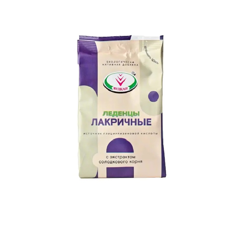 Изображение товара Леденцы лакричные 50 г Вулкан НПП Россия вкусное лакомство для всей семьи