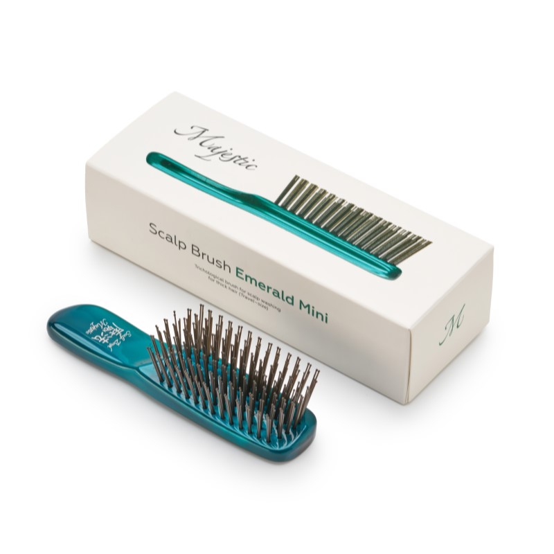 Изображение товара Массажная расческа Majestic Scalp Brush изумрудная дорожная версия