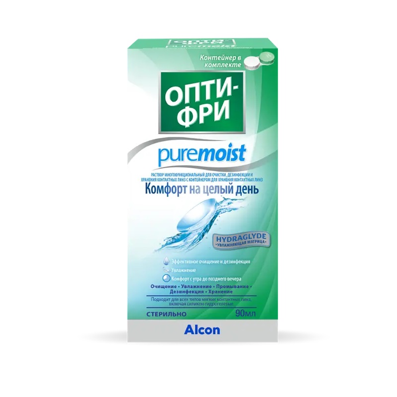 Изображение товара Раствор для контактных линз Опти-Фри Pure Moist 90 мл + контейнер