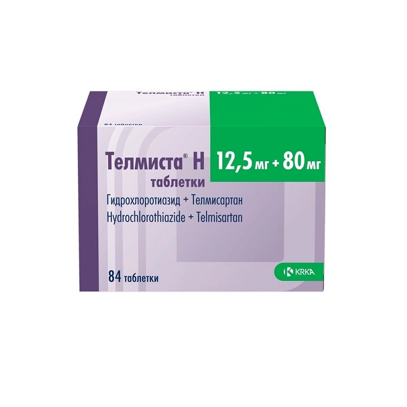 Изображение товара Телмиста Н таблетки 12,5 мг+80 мг 84 шт