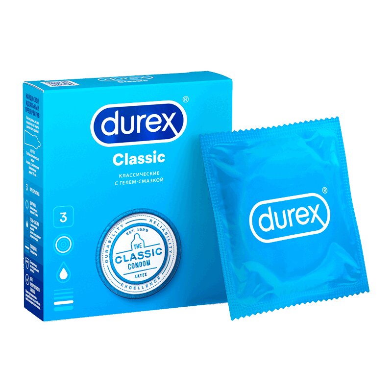 Изображение товара Durex Classic презервативы с гелем-смазкой 3 шт