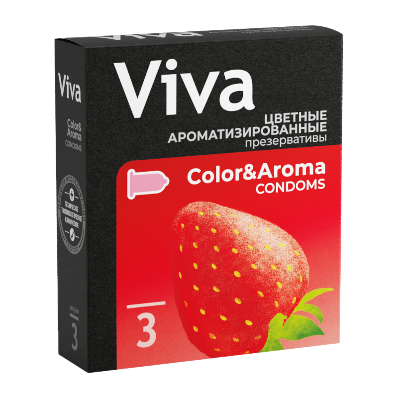 Изображение товара Viva Презервативы цветные ароматизированные 3 шт - безопасные и яркие средства защиты