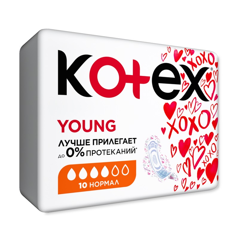 Изображение товара Гигиенические прокладки Kotex Young Normal 10 шт ультратонкие с сеточкой для девушек