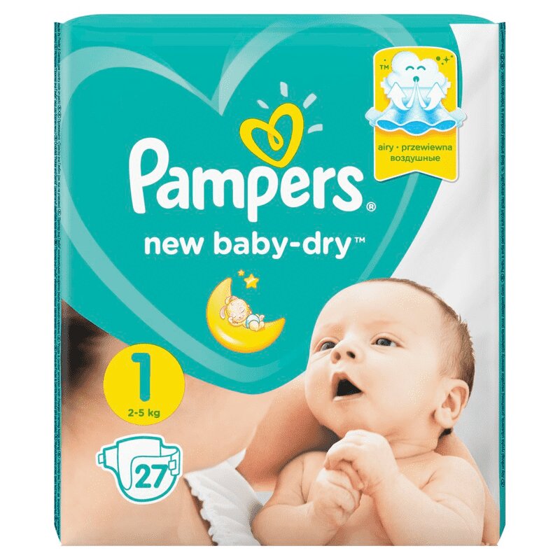 Изображение товара Подгузники Pampers New Baby-Dry размер 1 для новорожденных 27 шт