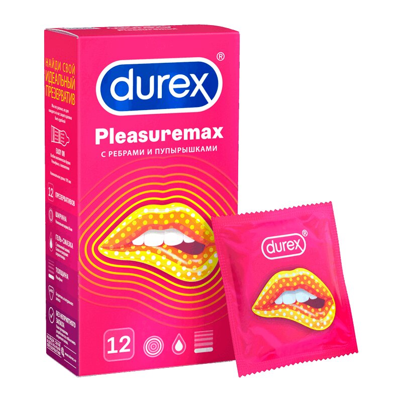 Изображение товара Durex Pleasuremax Презервативы с ребрами и пупырышками 12 шт