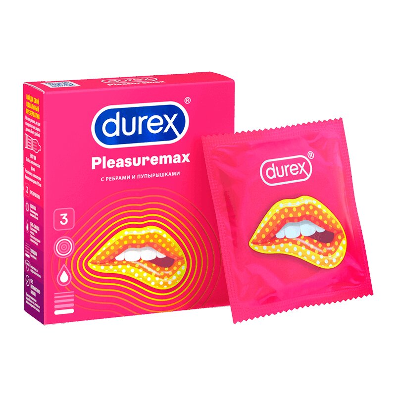 Изображение товара Презервативы Durex Pleasuremax с ребрами и пупырышками 3 шт