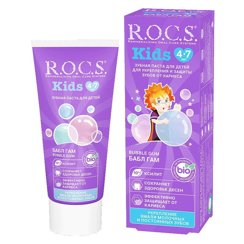 Изображение товара R.O.C.S. Kids Зубная паста Бабл Гам для детей 4-7 лет 45 г