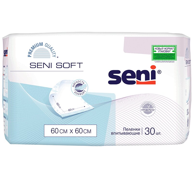 Изображение товара Сени Софт Пеленки впитывающие 60x60 см 30 шт для детей и взрослых