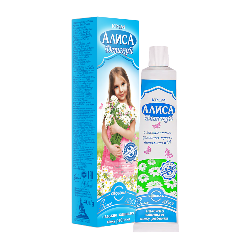 Изображение товара Детский крем Алиса 40 г для ухода за чувствительной кожей малышей