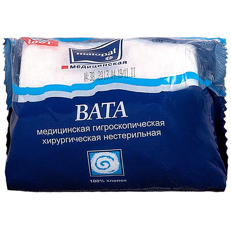 Изображение товара Медицинская нестерильная хлопковая вата 100 г для медицины и дома