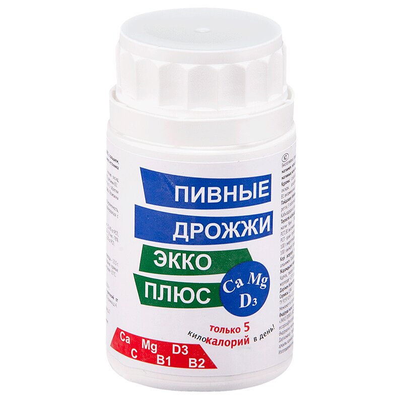 Изображение товара Экко Плюс Дрожжи пивные с магнием, кальцием и витамином Д таблетки 100 шт