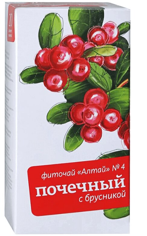Изображение товара Фиточай Алтай № 4 Почечный Брусника фильтр-пакеты 20 шт натуральный сбор для почек