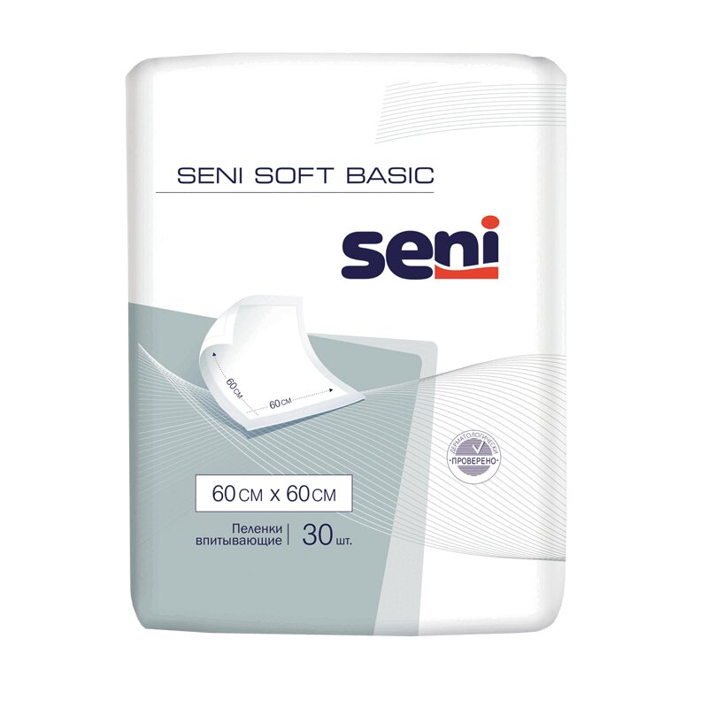 Изображение товара Пеленки впитывающие Seni Soft Basic 60x60 см 30 шт для ухода и защиты