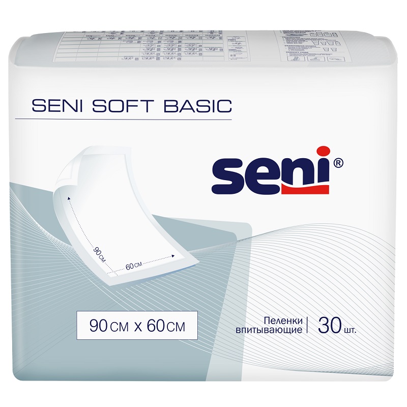 Изображение товара Пеленки Seni Soft Basic впитывающие 60 см х 90 см 30 шт