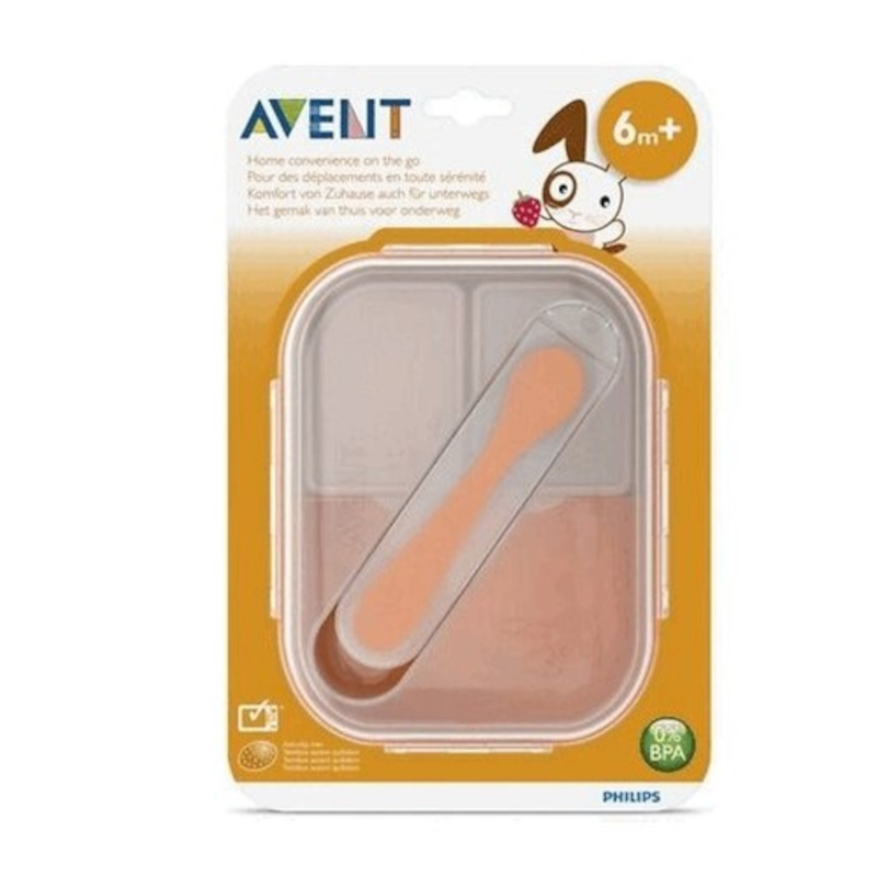 Изображение товара Дорожный набор Авент с 2 лотками, ложкой и подставкой для малышей