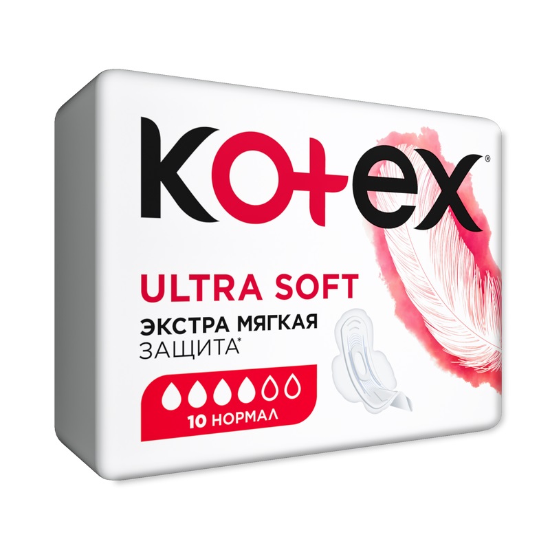 Изображение товара Гигиенические прокладки Kotex Ultra Soft Normal 10 шт для умеренных выделений