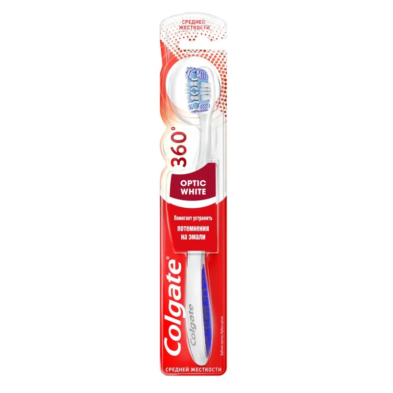 Изображение товара Зубная щетка Colgate 360 Optic White средней жесткости отбеливающая