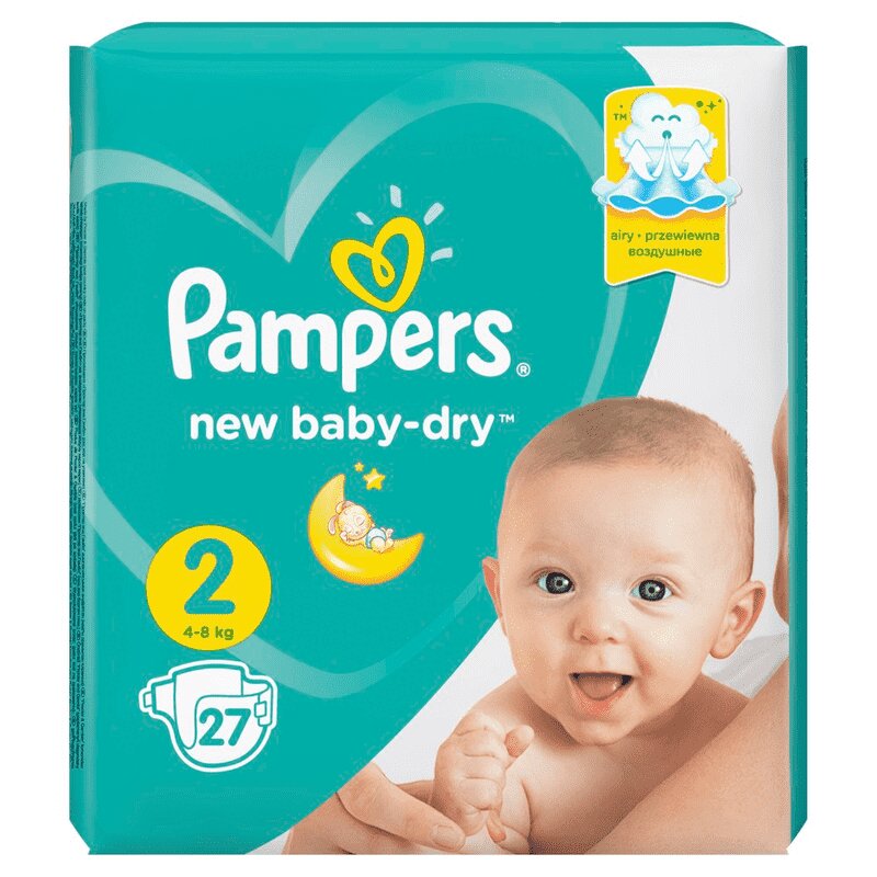 Изображение товара Памперс New Baby-dry 2 для малышей 4-8 кг 27 шт