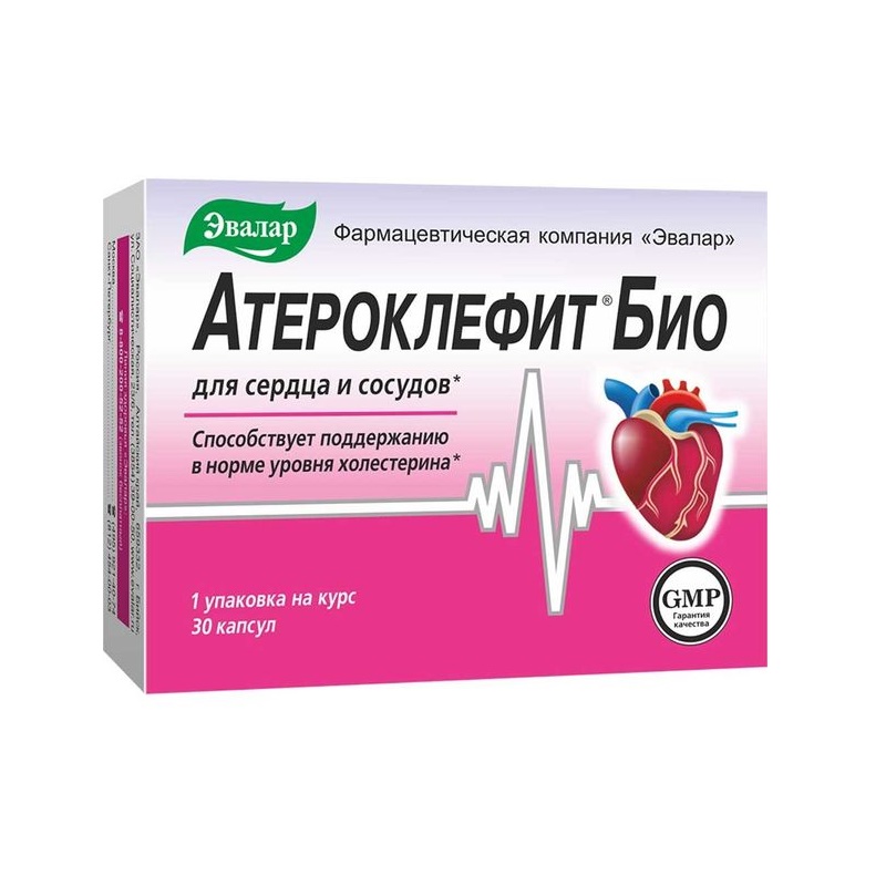 Изображение товара Эвалар Атероклефит Био капсулы для снижения холестерина 30 шт натуральный препарат