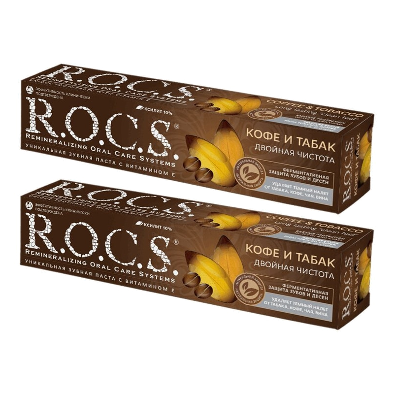 Изображение товара Набор 2Х R.O.C.S. Зубная паста Кофе и Табак 74 г