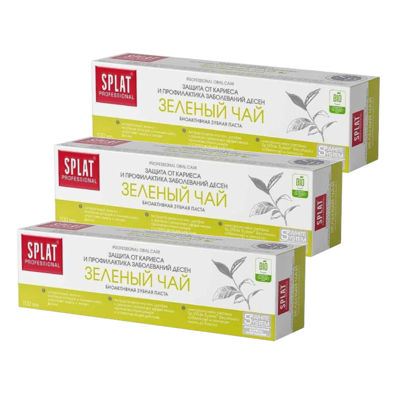 Изображение товара Набор 3Х Splat Professional Зеленый чай Зубная паста тонизирующая 100 мл