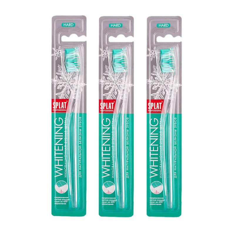 Изображение товара Набор 3X Splat Professional Whitening Жесткая зубная щетка для естественного отбеливания
