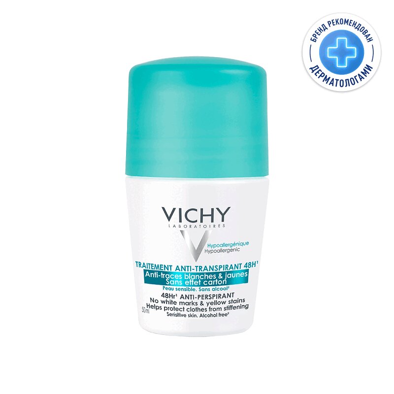Изображение товара Vichy Дезодорант-антиперспирант шариковый 48 ч 50 мл для защиты от пятен и запаха