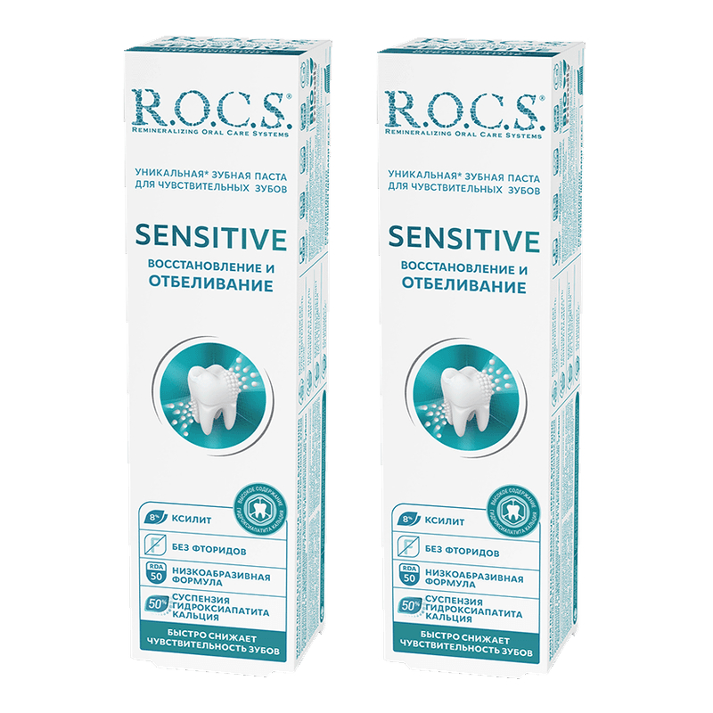 Изображение товара Набор 2Х R.O.C.S. Зубная паста восстановление и отбеливание чувствительных зубов 94 г
