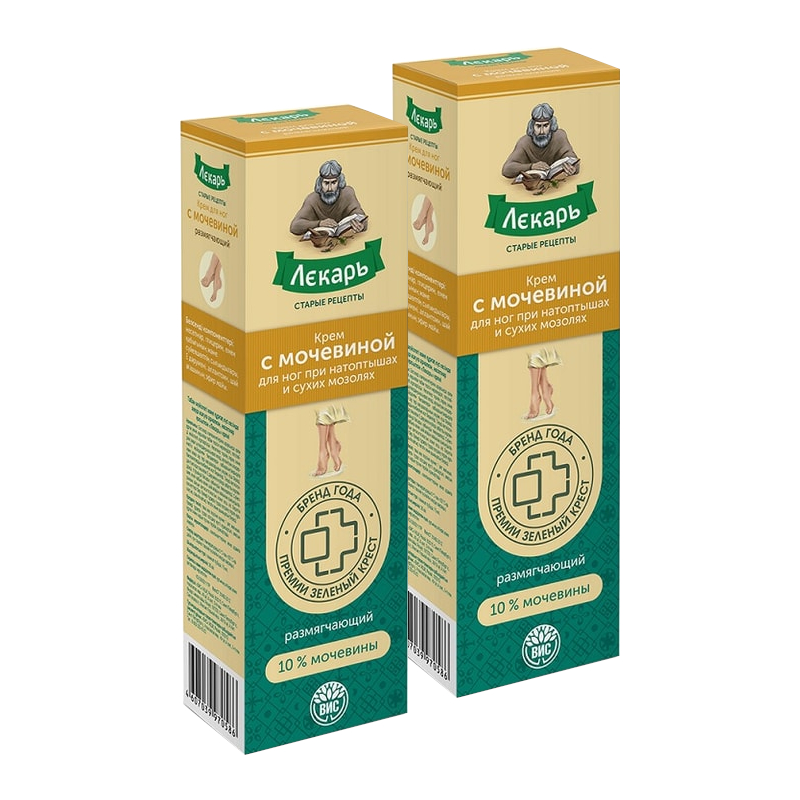 Изображение товара Набор 2Х Лекарь Крем для ног с мочевиной от натоптышей и сухих мозолей 75 мл