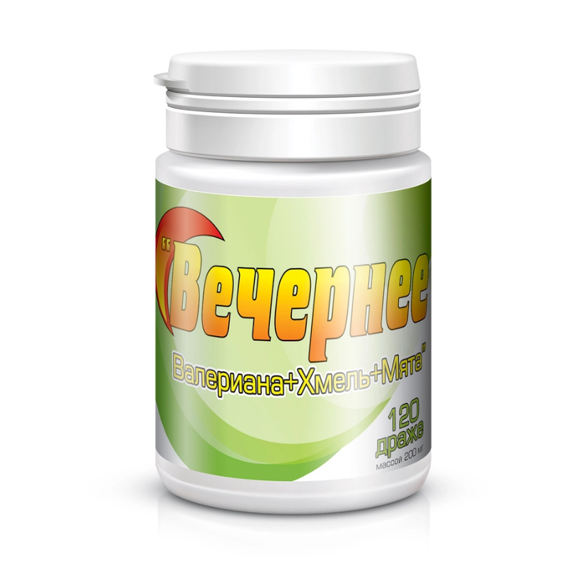 Изображение товара Вечернее Валериана с Хмелем и Мятой драже 120 шт для снятия стресса и улучшения сна