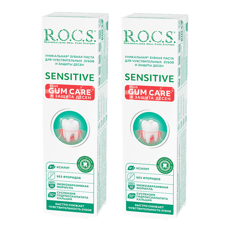 Изображение товара R.O.C.S. Набор паст для чувствительных зубов и защиты десен 2х94 г