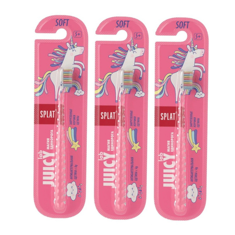 Изображение товара Набор 3Х Splat Juicy Lab Магия единорога Зубная щетка для детей от 4 лет мягкая Прозрачная
