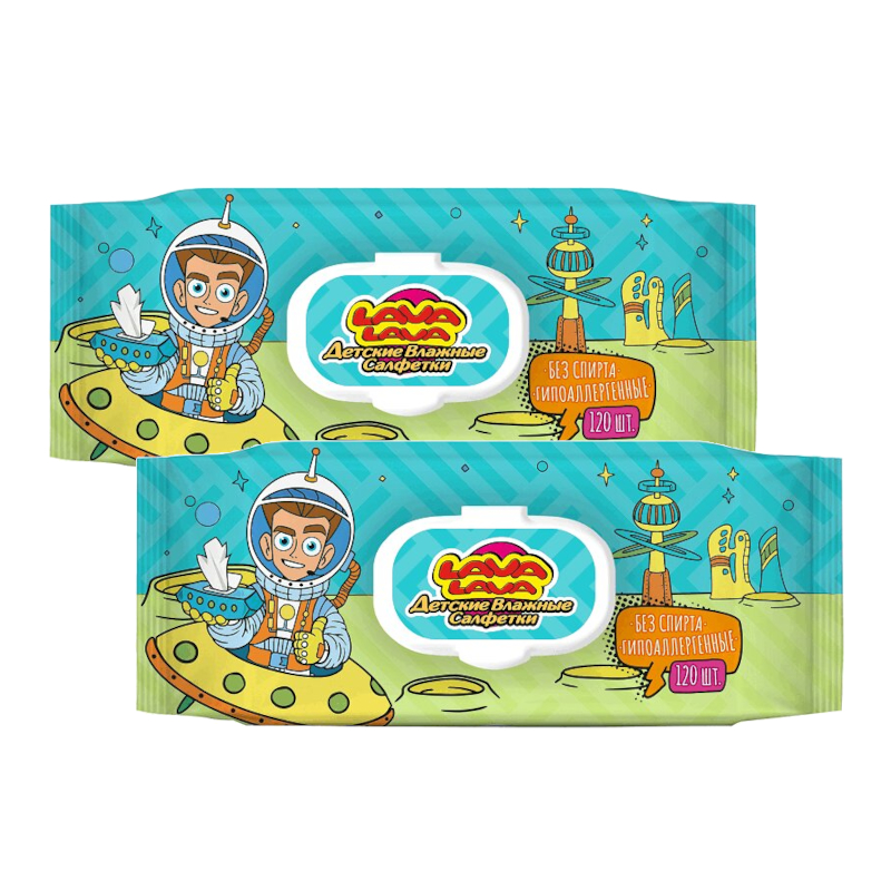 Изображение товара Набор 2Х Lava Lava влажных салфеток для детей 120 шт безопасные и мягкие