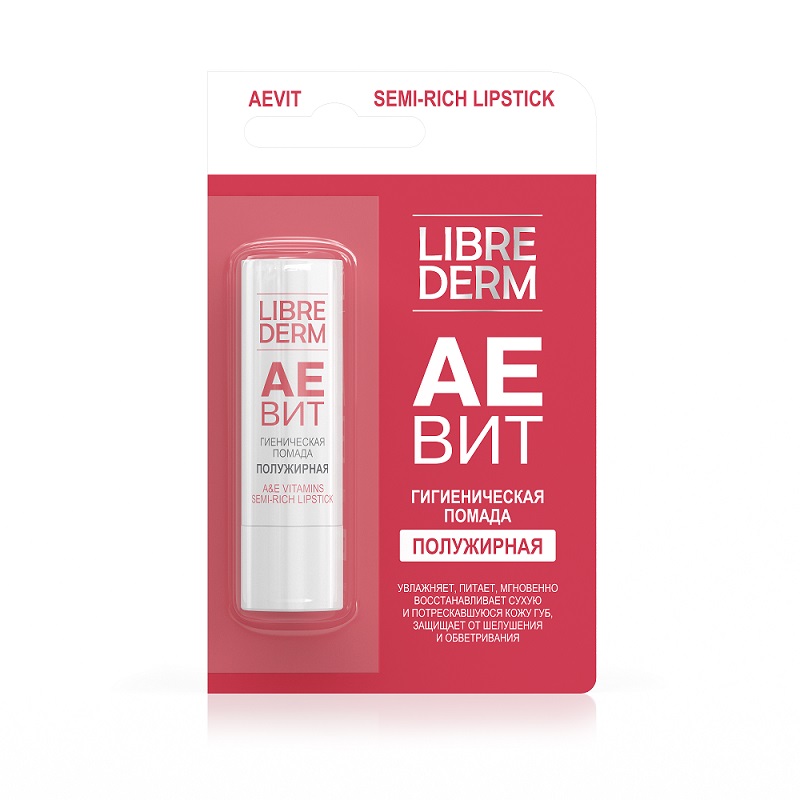Изображение товара Гигиеническая помада Librederm АЕВИТ полужирная 4 г для ухода за губами