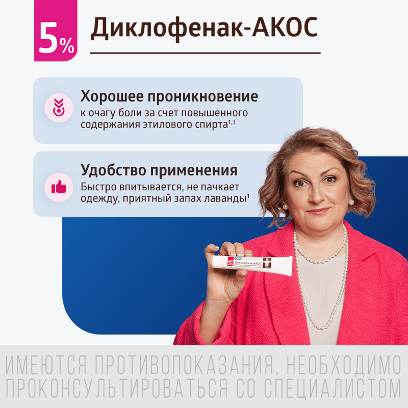 Диклофенак-АКОС 5% гель для наружного применения 30 г