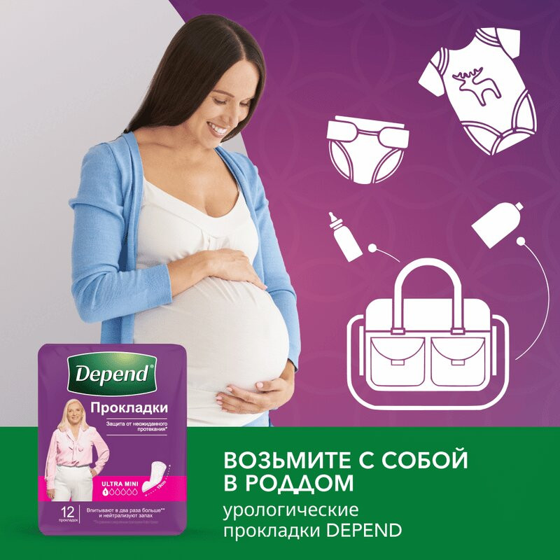Depend Active-Fit Ultra Mini Прокладки урологические 12 шт