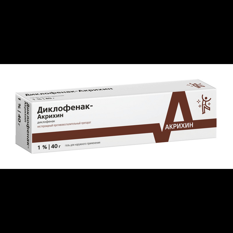 Диклофенак-Акрихин 1% гель для наружного применения 40 г