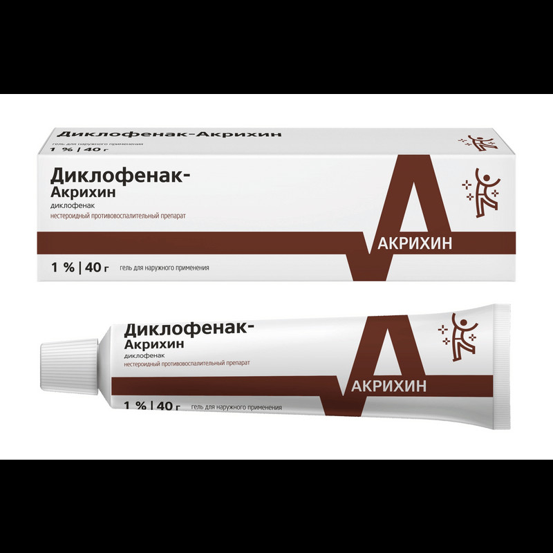Диклофенак-Акрихин 1% гель для наружного применения 40 г