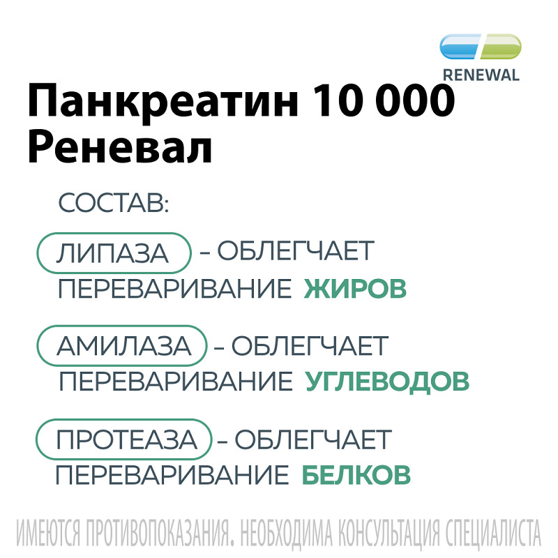 Панкреатин Реневал 10000 ЕД таблетки 60 шт