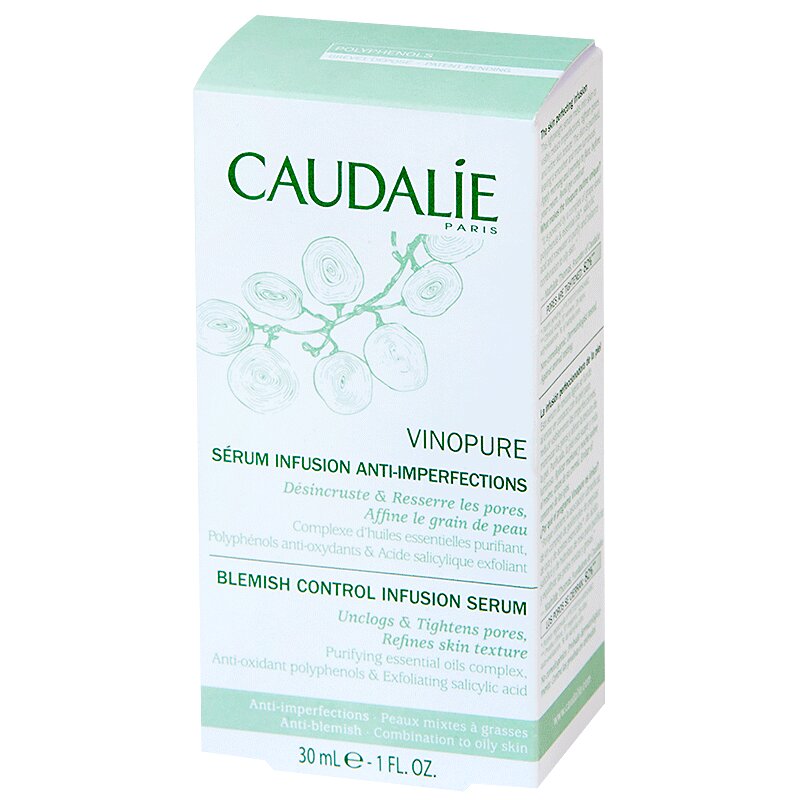 Caudalie vinopure отзывы. Caudalie Vinopure Blemish Control Infusion Serum сыворотка для лица для сужения пор.